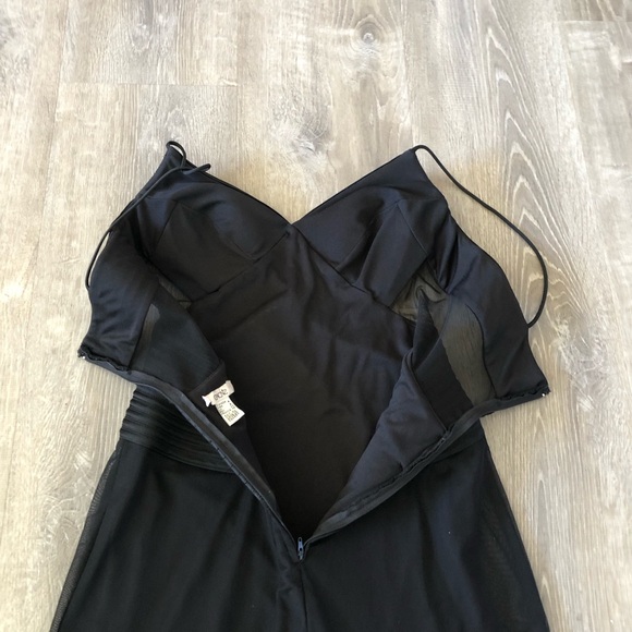 Cache 2000s Black Mesh Midi Long Elegant Dress in Black US 8 Y2K - Picture 11 of 13